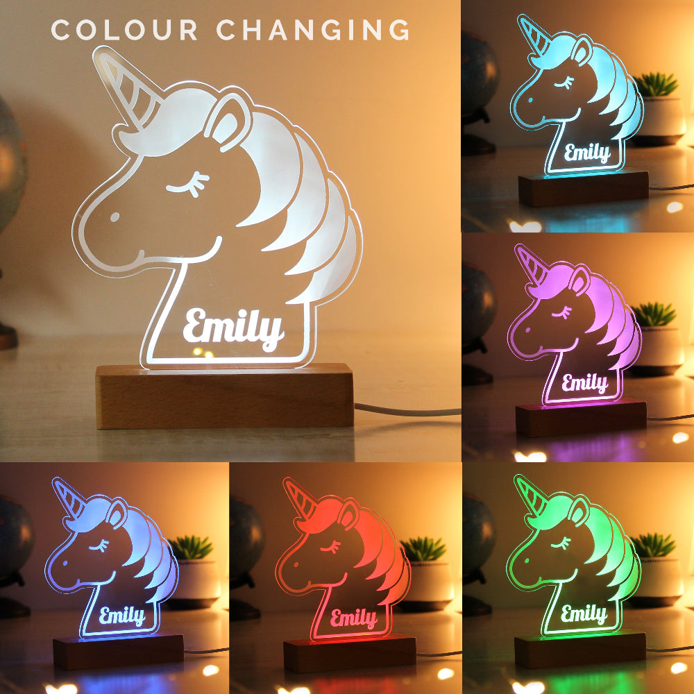 Eleanoras Personalised Unicorn Wooden Based LED Light Novelty Lights