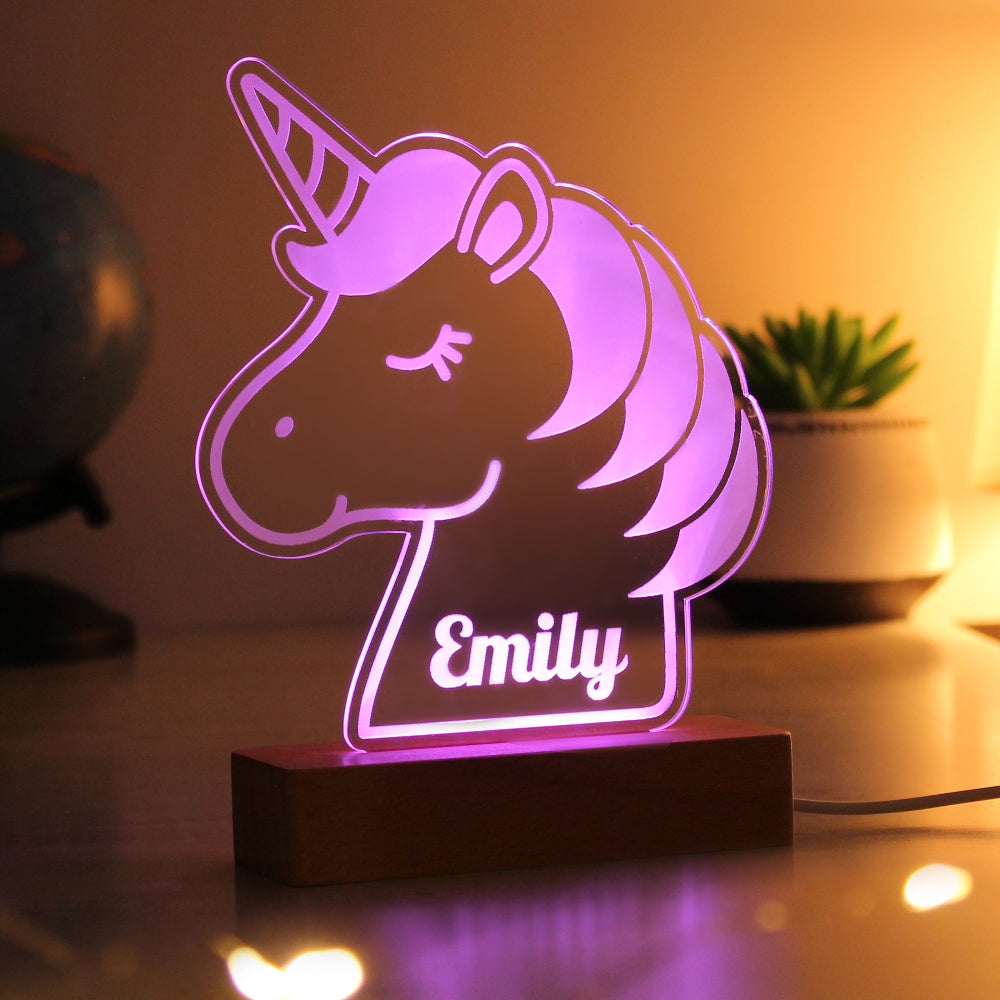 Eleanoras Personalised Unicorn Wooden Based LED Light Novelty Lights
