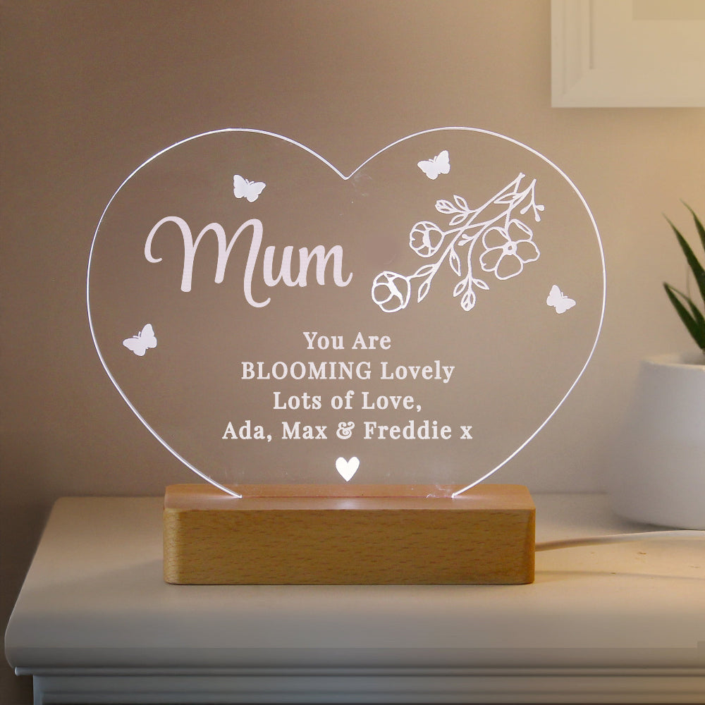 Eleanoras Personalised Floral Heart LED Light Novelty Lights