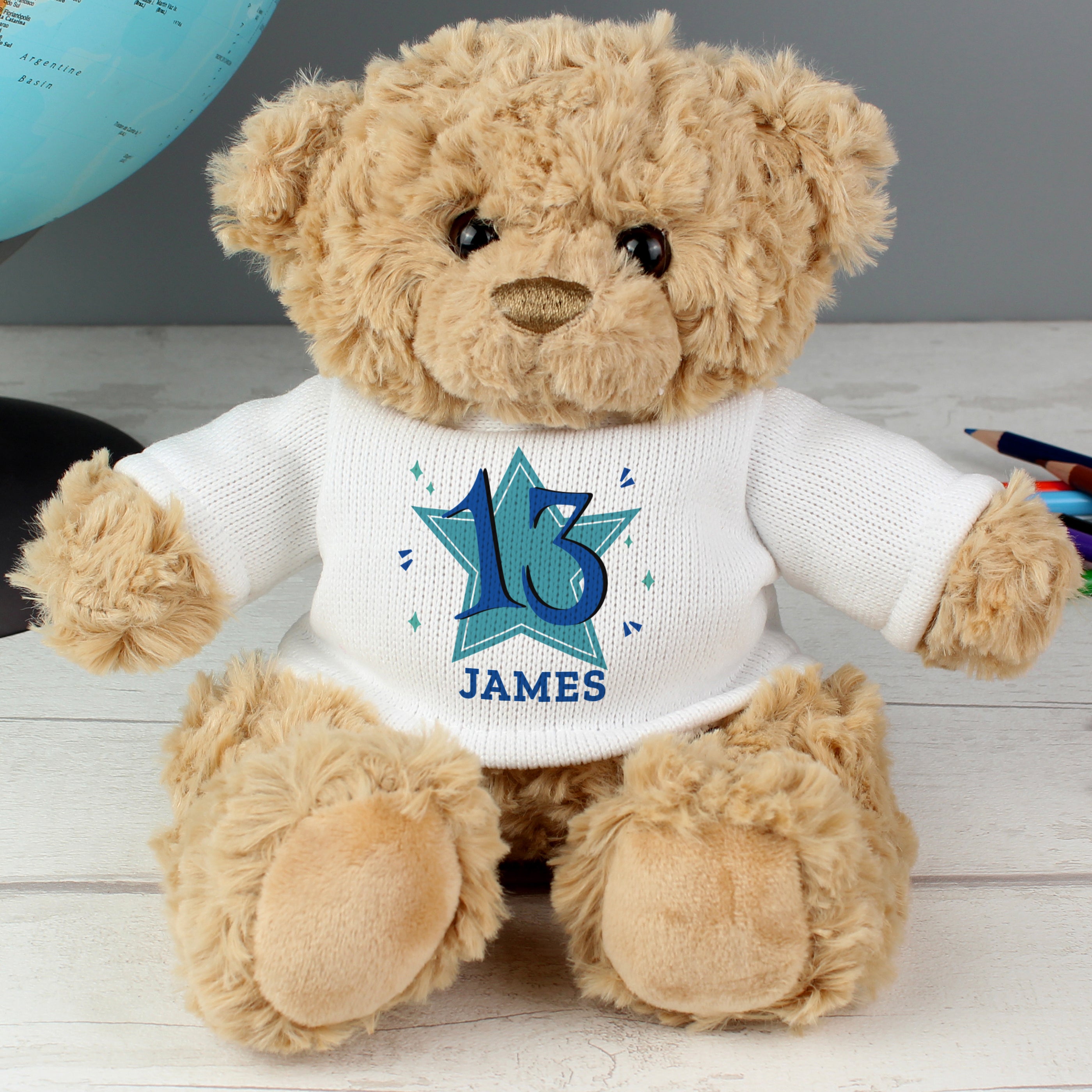 Eleanoras Personalised Blue Big Age Teddy Bear Plush