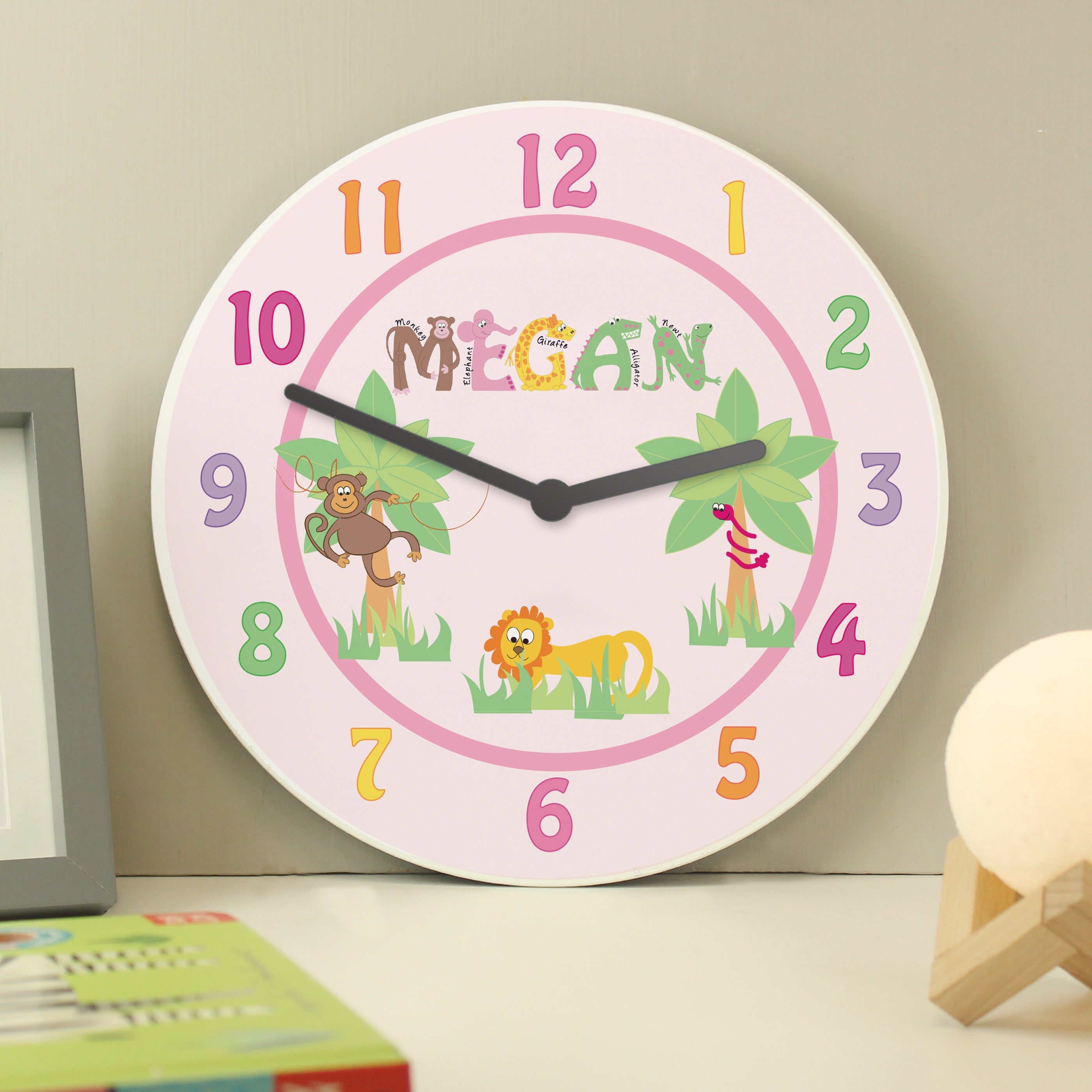 Eleanoras Personalised Alphabet Pink Clock Clocks
