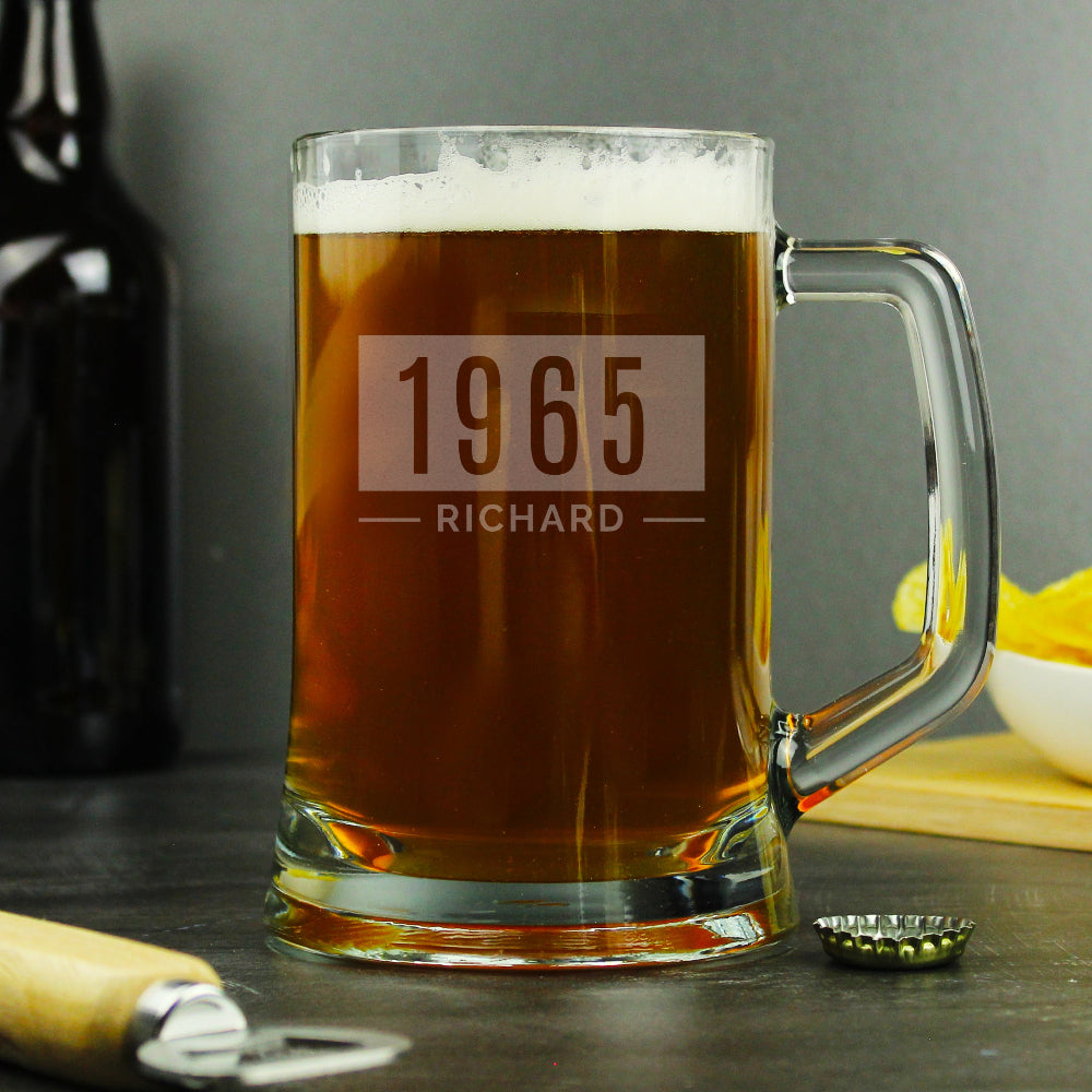 Eleanoras Personalised Name & Date Pint Stern Tankard Glassware