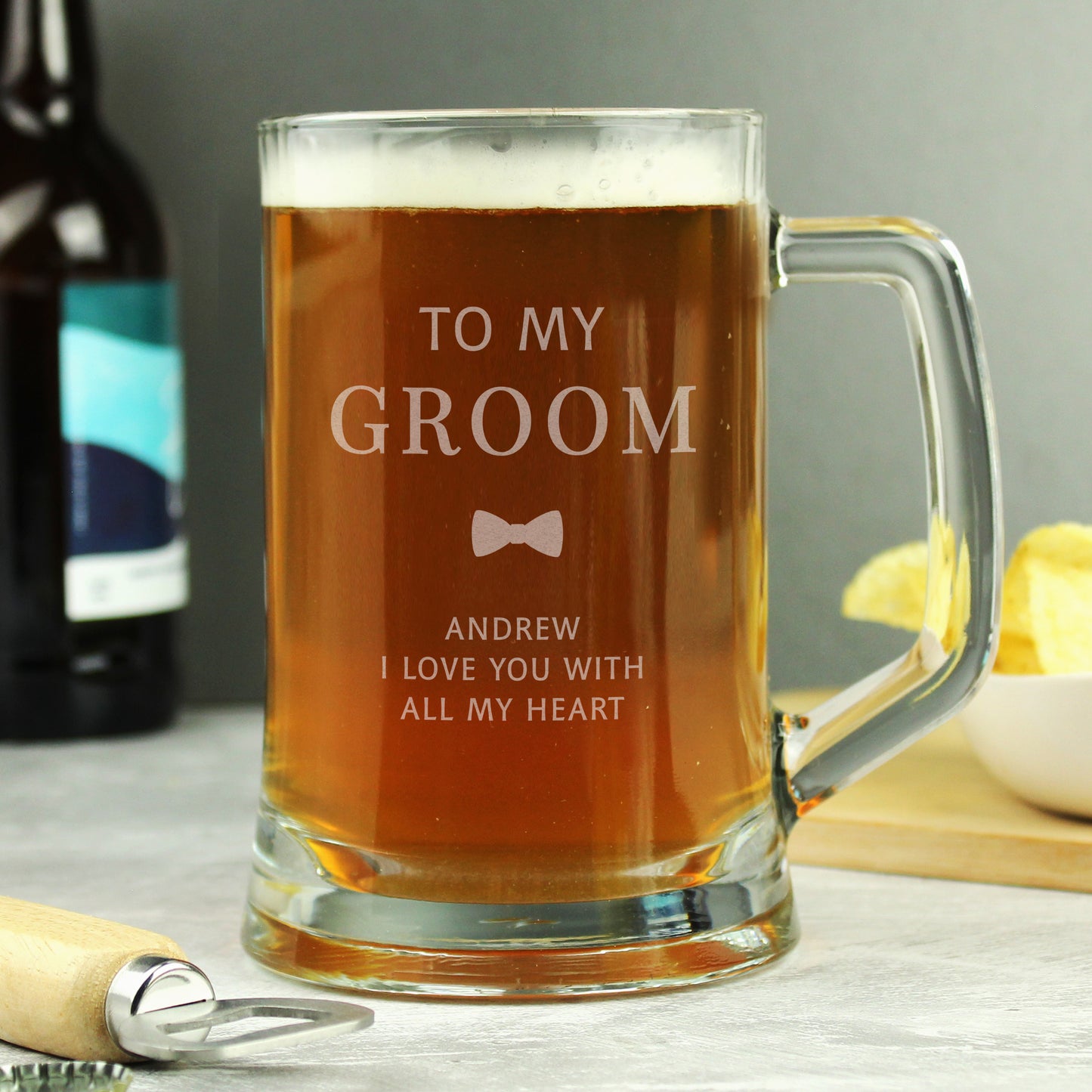 Eleanoras GROOM PERSONALISED PINT STERN TANKARD GLASSWARE