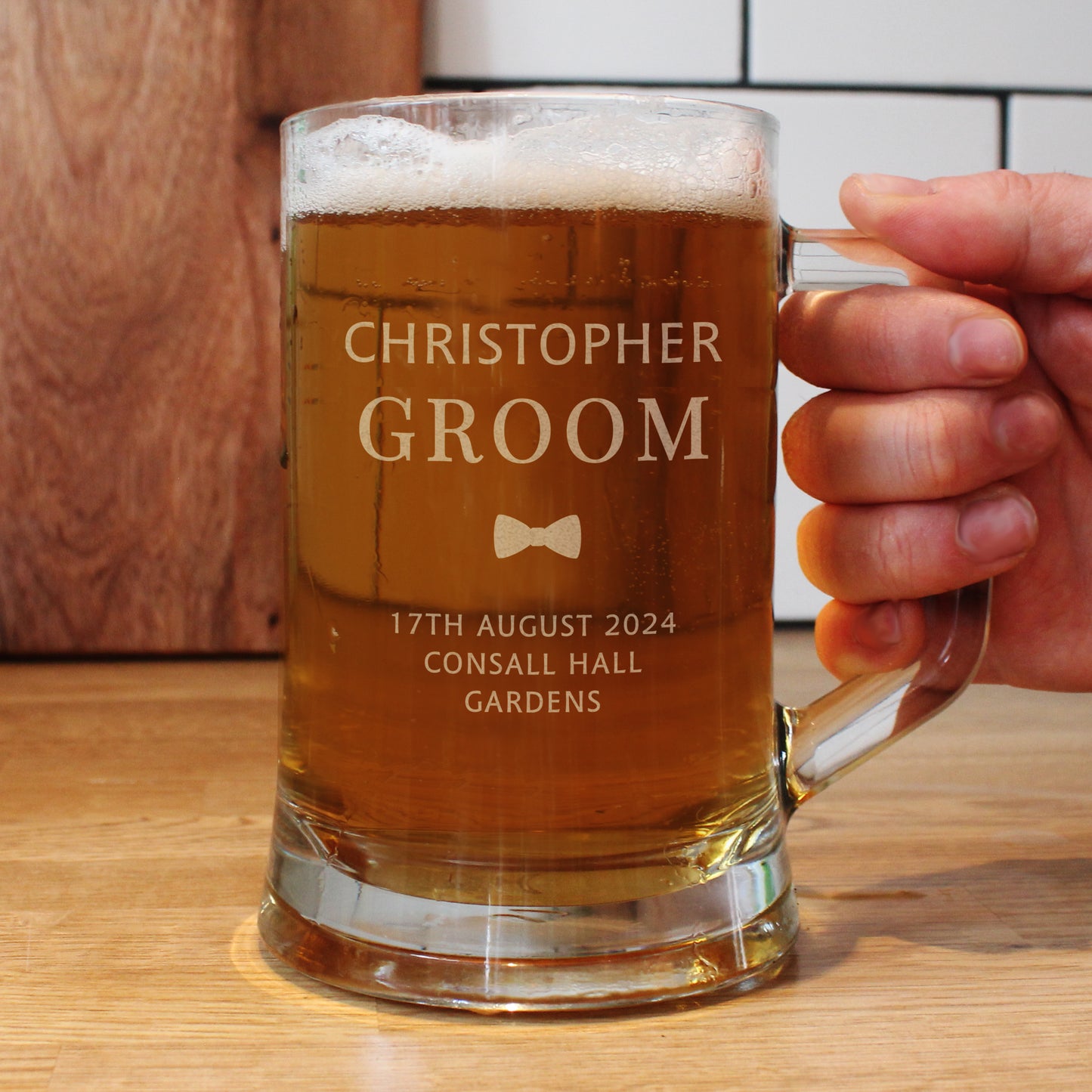 Eleanoras GROOM PERSONALISED PINT STERN TANKARD GLASSWARE