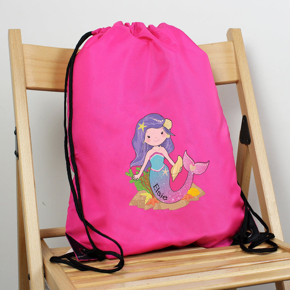 Eleanoras Personalised Mermaid Pink Kit Bag Swim / Kit Bags