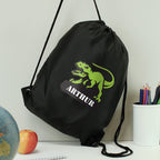 Eleanoras Dinosaur Personalised Black Kit Bag Swim / Kit Bags