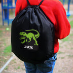 Eleanoras Dinosaur Personalised Black Kit Bag Swim / Kit Bags
