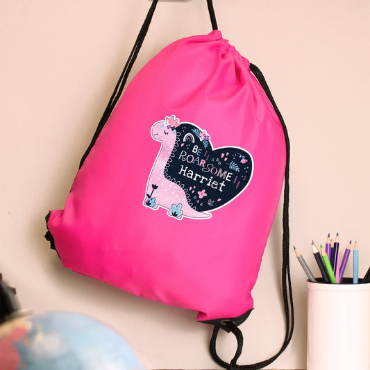 DINOSAUR PINK PERSONALISED KIT BAG KIT BAGS from Eleanoras