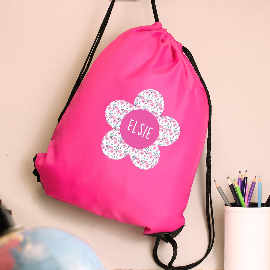 Eleanoras Personalised Flower Pink Kit Bag Swim / Kit Bags