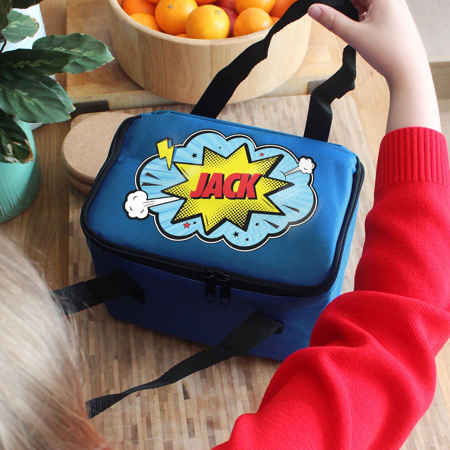 Eleanoras SUPER HERO PERSONALISED BLUE LUNCH BAG LUNCH BAGS & BOXES