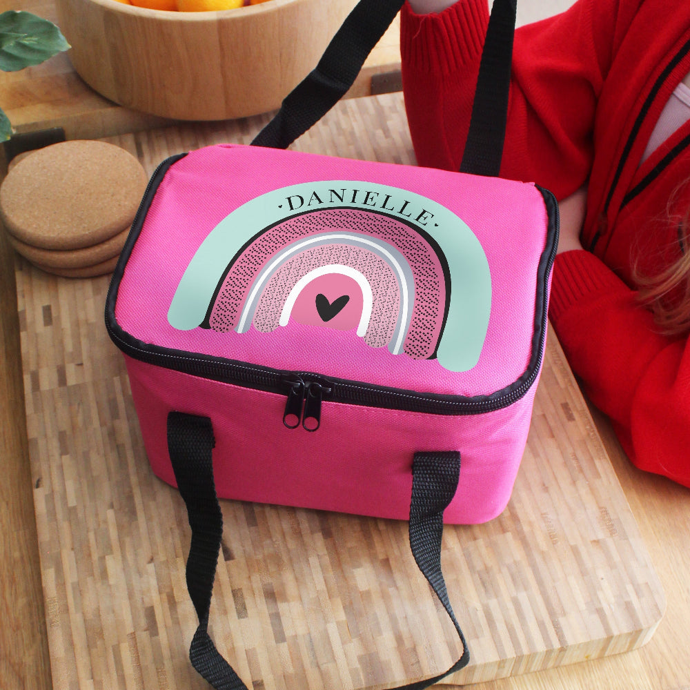 Eleanoras Personalised Pink Rainbow Lunch Box Lunch Bags & Boxes