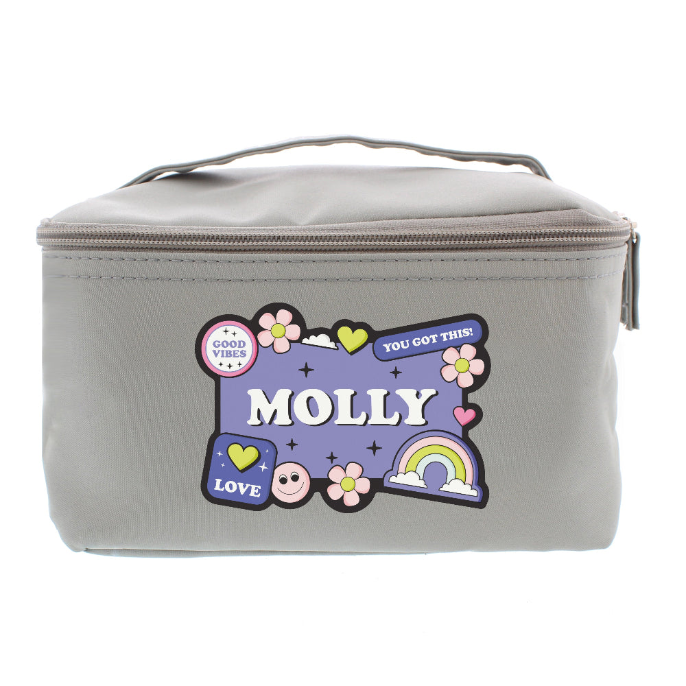 Eleanoras Personalised Good Vibes Grey Toiletry Bag 