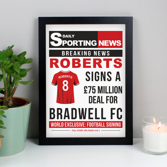 FOOTBALL SIGNING NEWSPAPER FRAMED PRINT PRINTS from Eleanoras