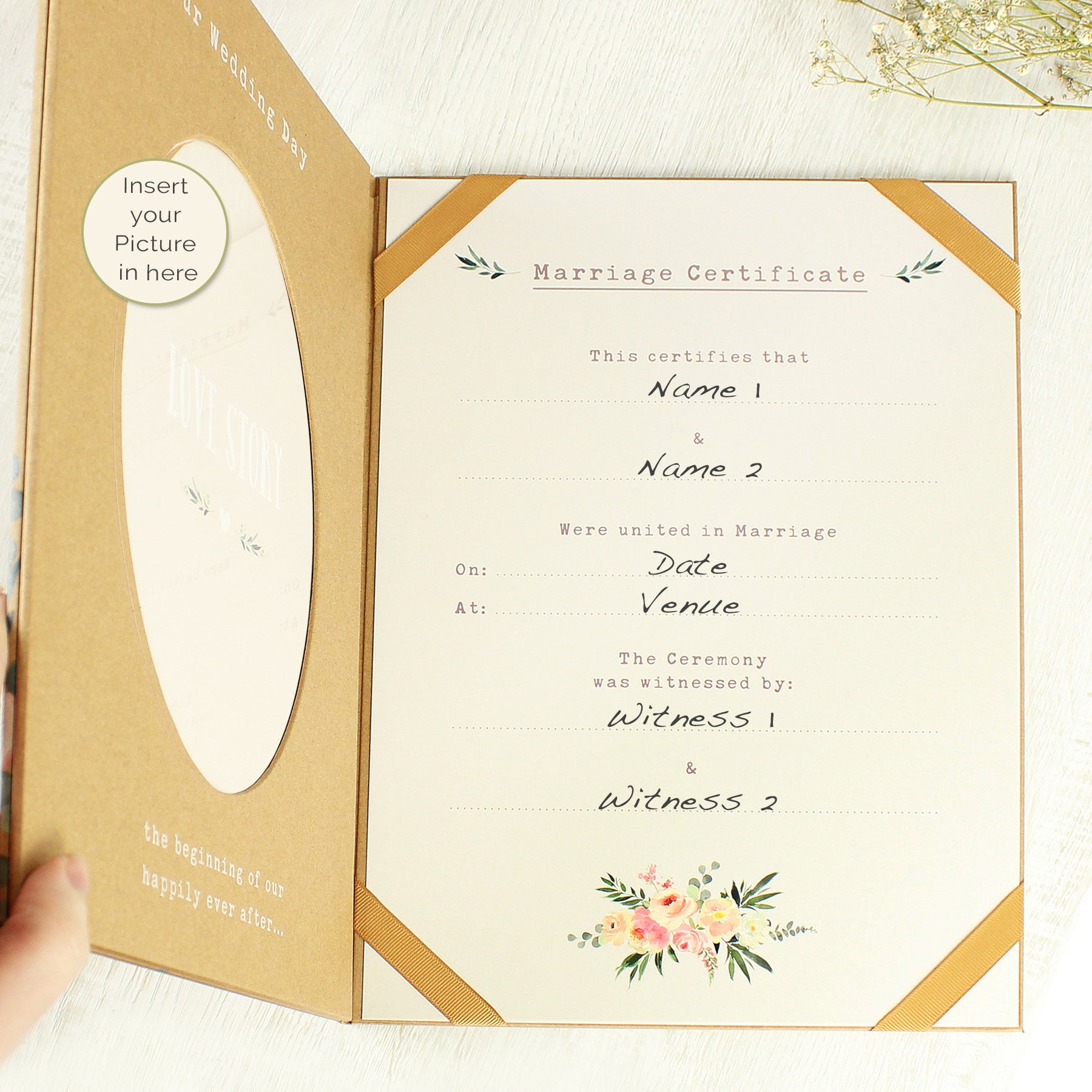 Eleanoras Personalised Wedding Certificate and Photo Display Book 