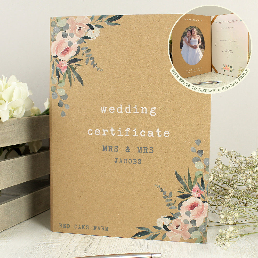 Eleanoras Personalised Wedding Certificate and Photo Display Book 