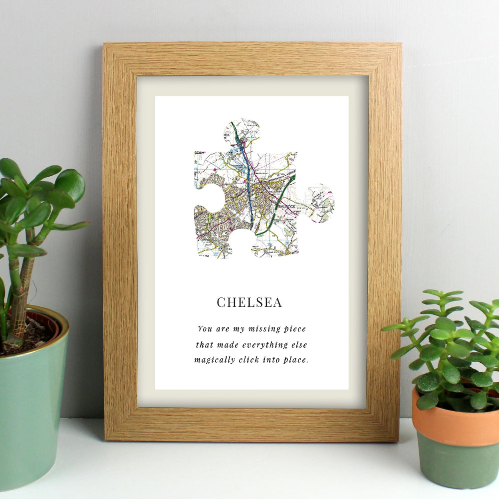 Eleanoras PRESENT DAY MAP PUZZLE PIECE A4 FRAMED PRINT Framed Prints