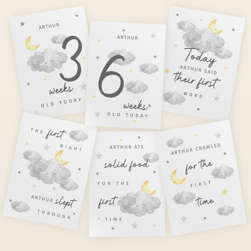 Personalised Cloud Baby Milestone Cards