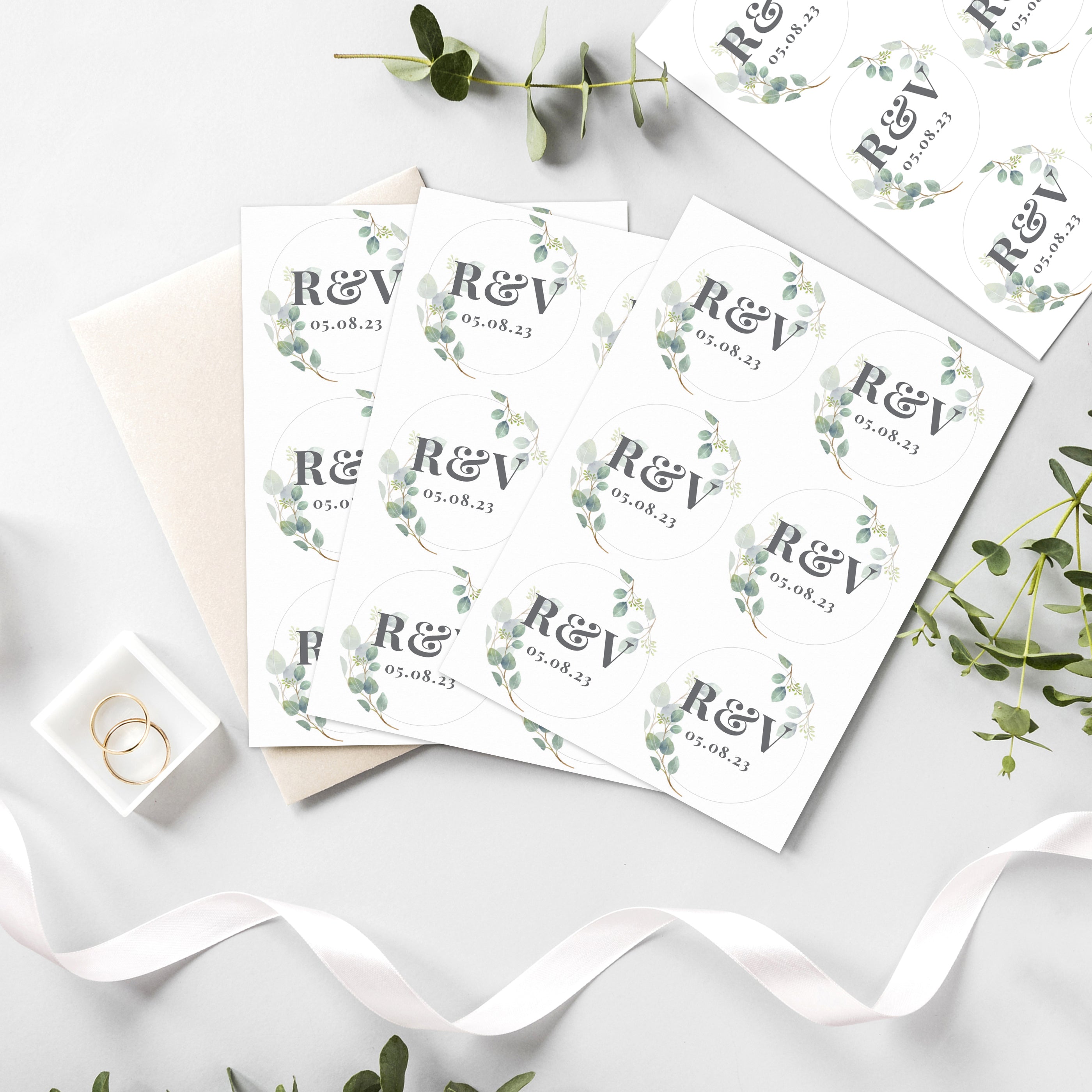 Eleanoras Personalised Botanical Initial Sticker Set 