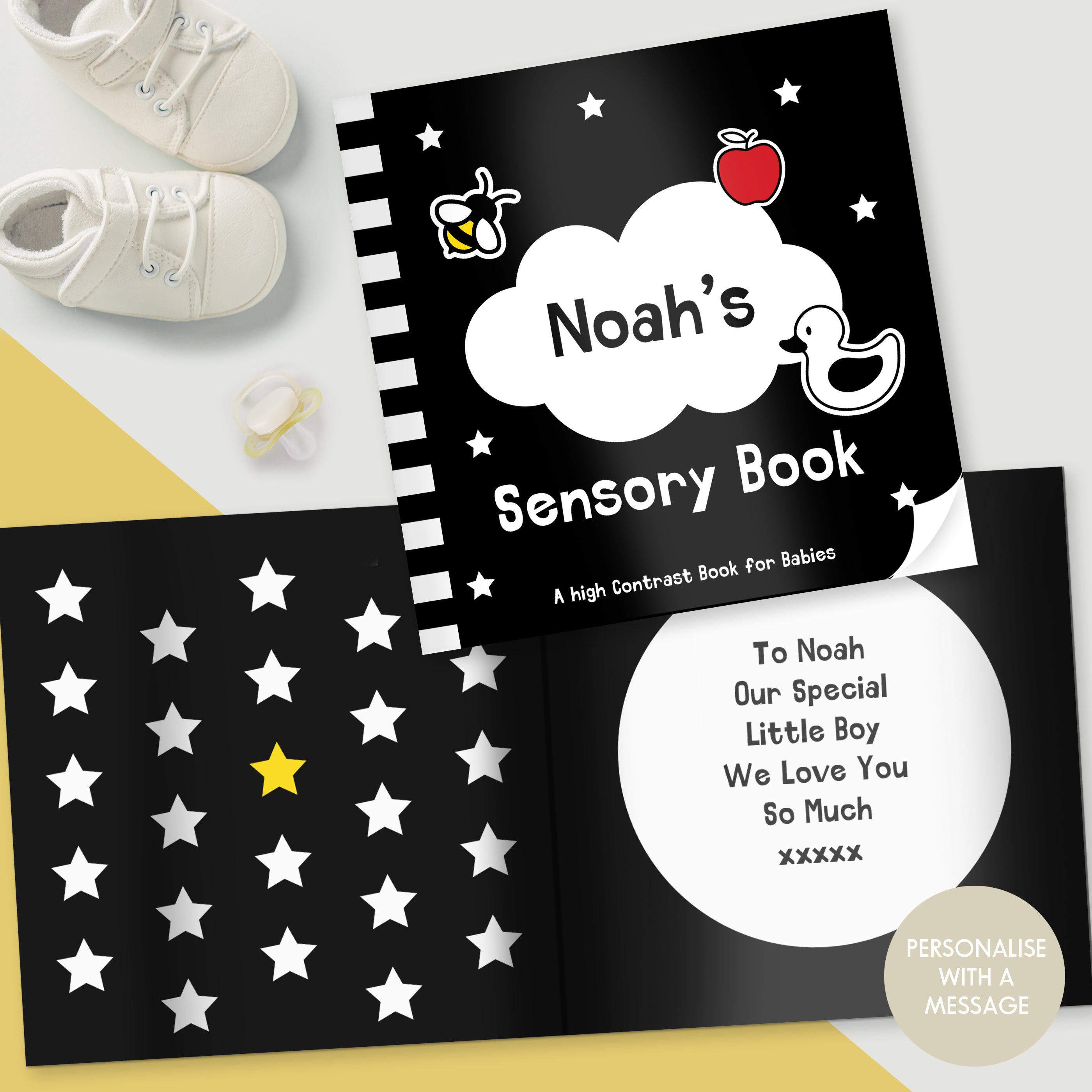 Eleanoras Personalised High Contrast Black & White Baby Book Books