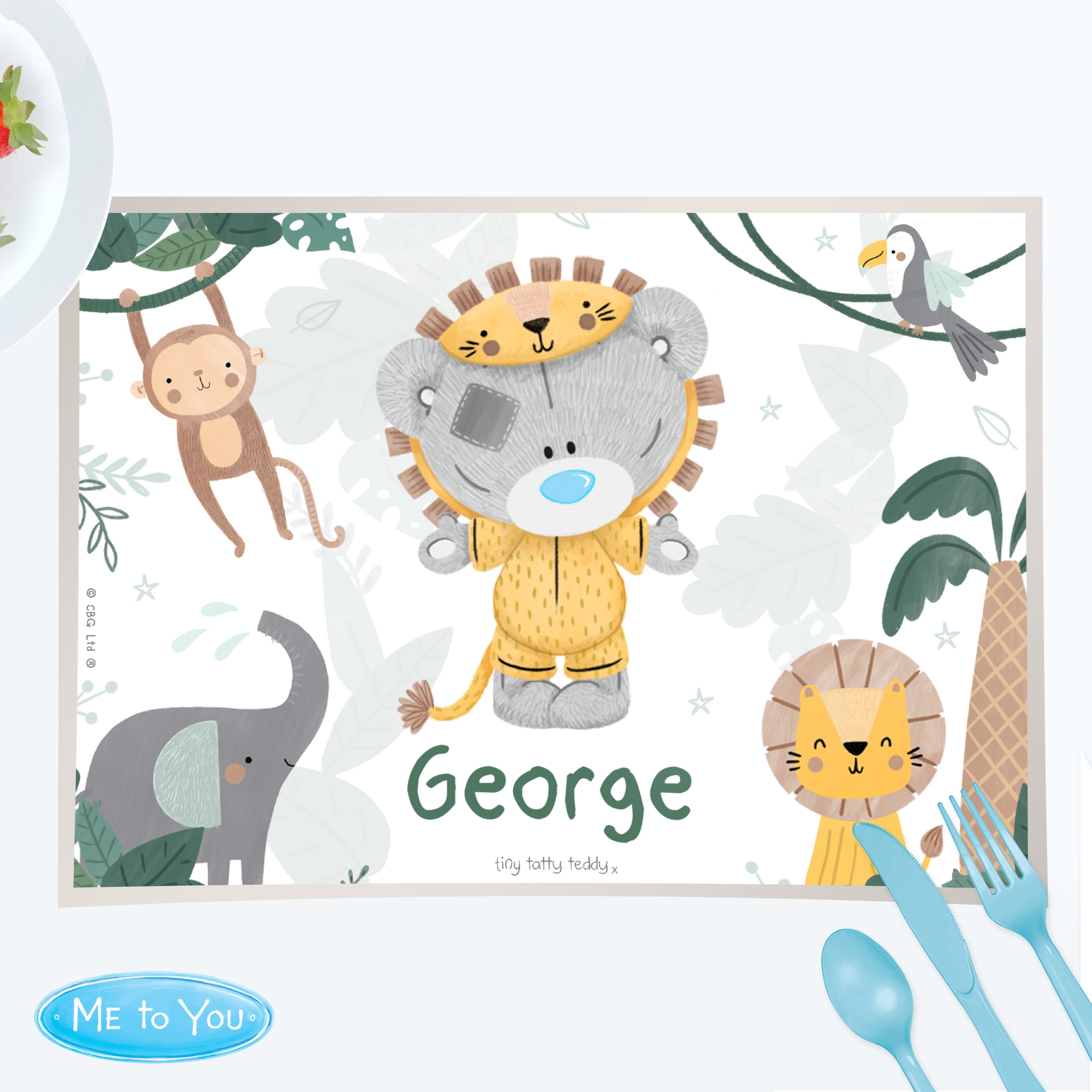 Eleanoras Personalised Tiny Tatty Teddy Jungle Animals Placemat Placemats & Coasters