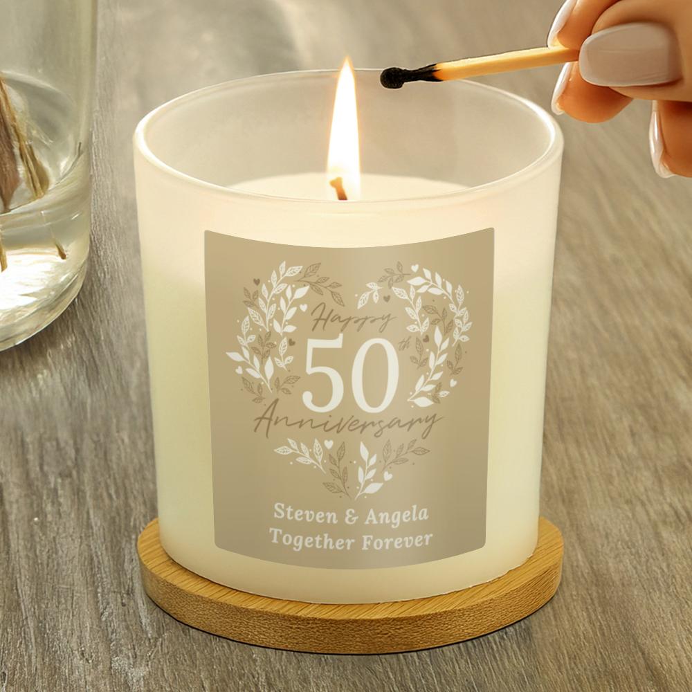 Eleanoras FIFTY YEARS  WEDDING ANNIVERSARY PERSONALISED CANDLE JAR Candles