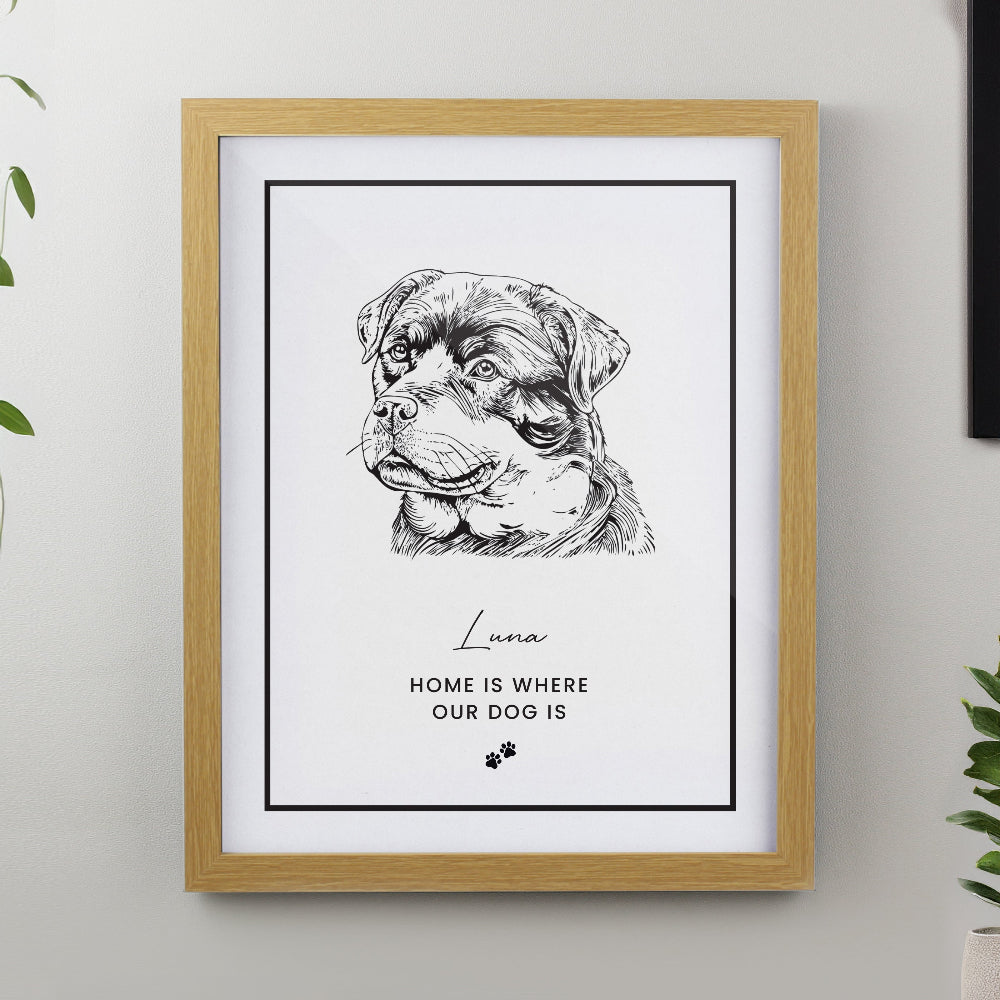 Eleanoras Personalised Dog Breed Oak Framed Print Framed Prints