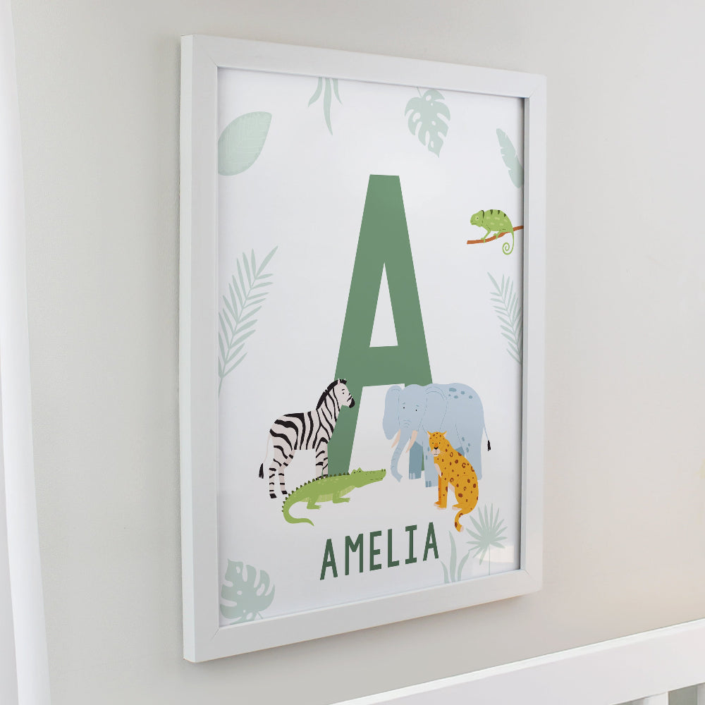 Eleanoras Personalised Animal Initial White Poster Frame Framed Prints