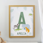Eleanoras Personalised Animal Initial Oak Poster Frame Wall Art & Prints