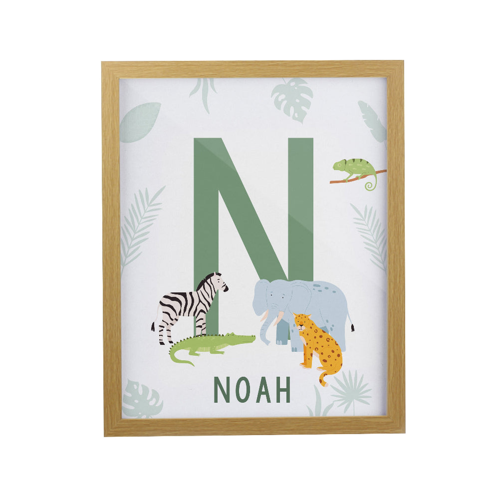 Eleanoras Personalised Animal Initial Oak Poster Frame Wall Art & Prints