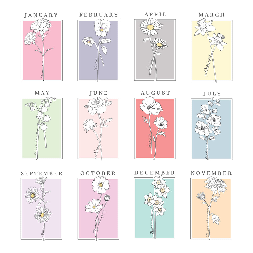Eleanoras Personalised Birth Flower Oak Poster Frame Framed Prints