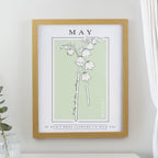 Eleanoras Personalised Birth Flower Oak Poster Frame Wall Art & Prints