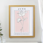 Eleanoras Personalised Birth Flower Oak Poster Frame Wall Art & Prints