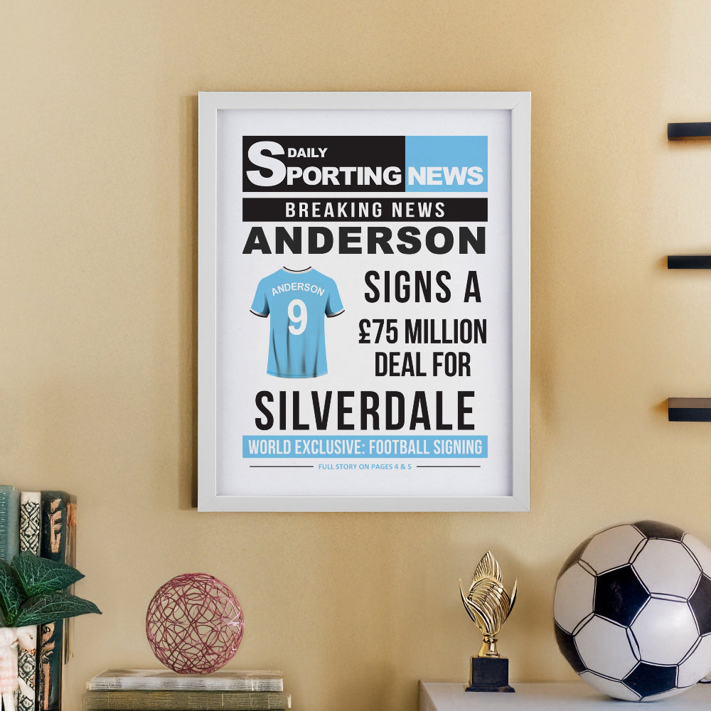 Eleanoras Personalised Football News White Poster Frame Wall Art & Prints