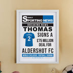 Eleanoras Personalised Football News White Poster Frame Wall Art & Prints