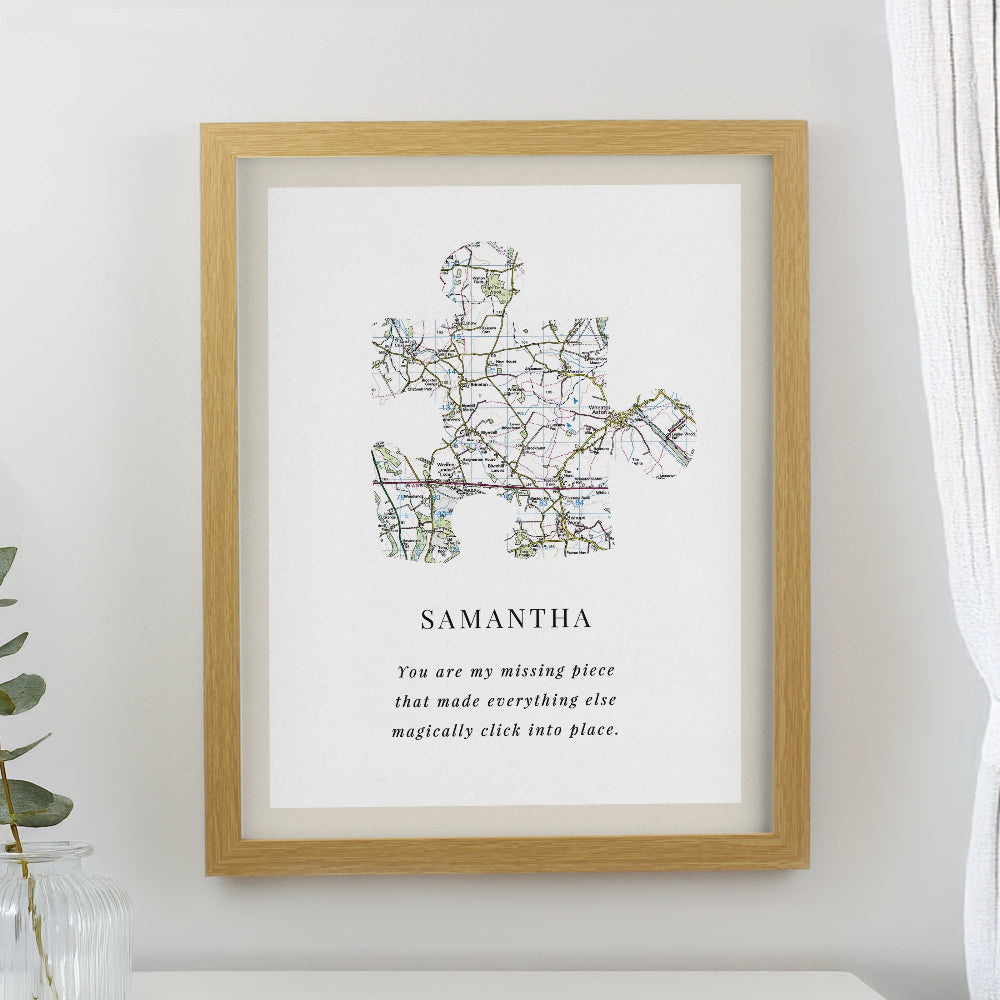 Eleanoras Present Day Map Puzzle Piece A4 Framed Print Framed Prints