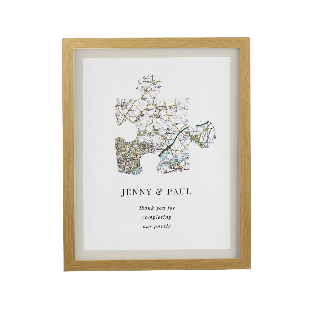 Eleanoras Present Day Map Puzzle Piece A4 Framed Print Framed Prints