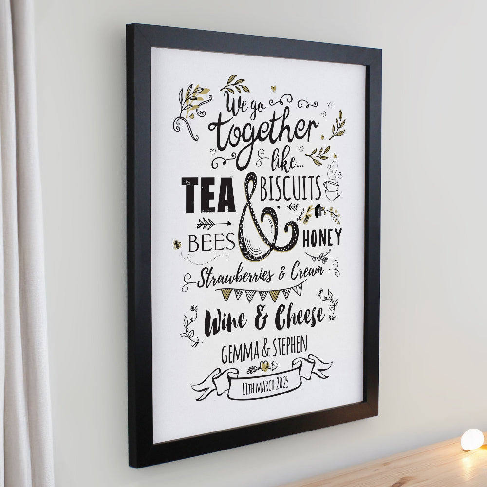 Eleanoras Personalised We go Together Black Poster Frame Framed Prints