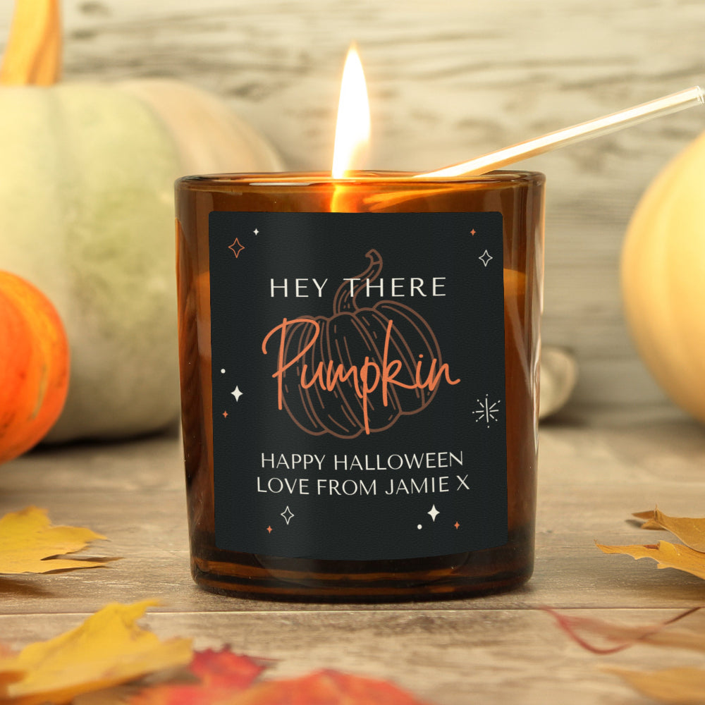 Eleanoras PUMPKIN PERSONALISED AMBER GLASS CANDLE Candles