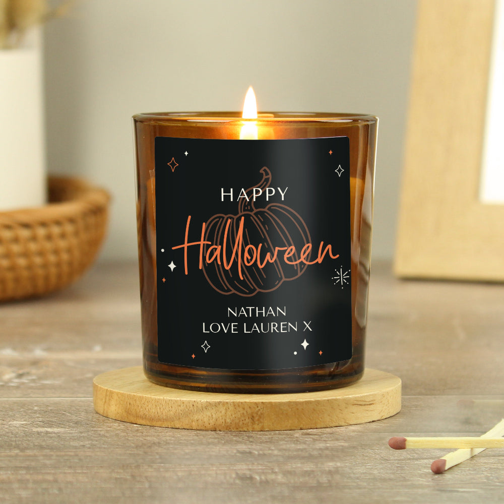 Eleanoras PUMPKIN PERSONALISED AMBER GLASS CANDLE Candles