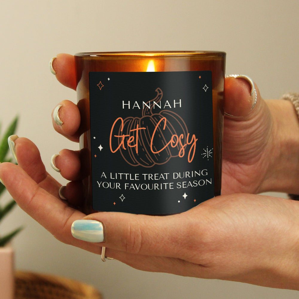 Pumpkin Amber Glass Candle | Personalised