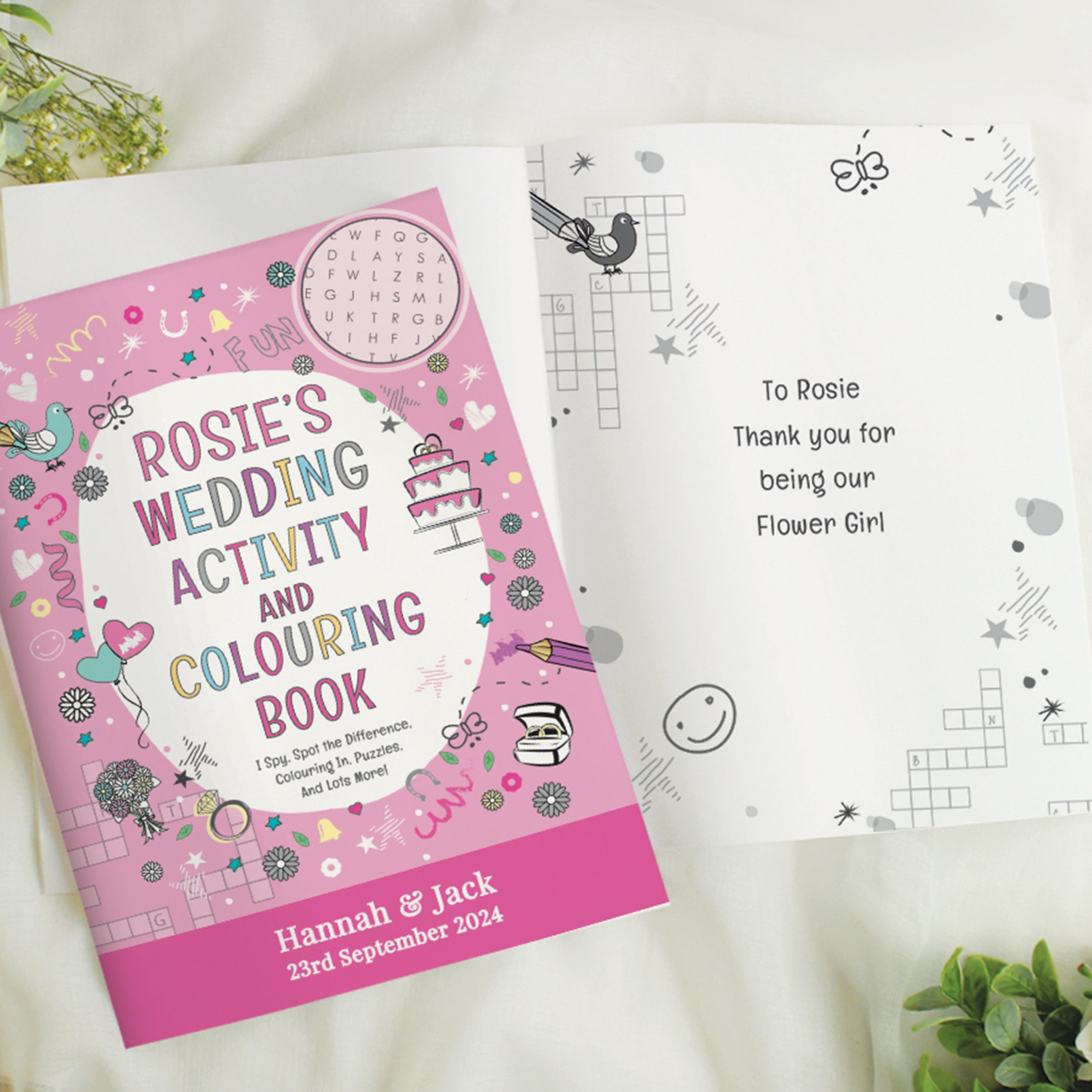 Eleanoras Personalised Pink  Wedding Activity & Colouring Book Activity Books