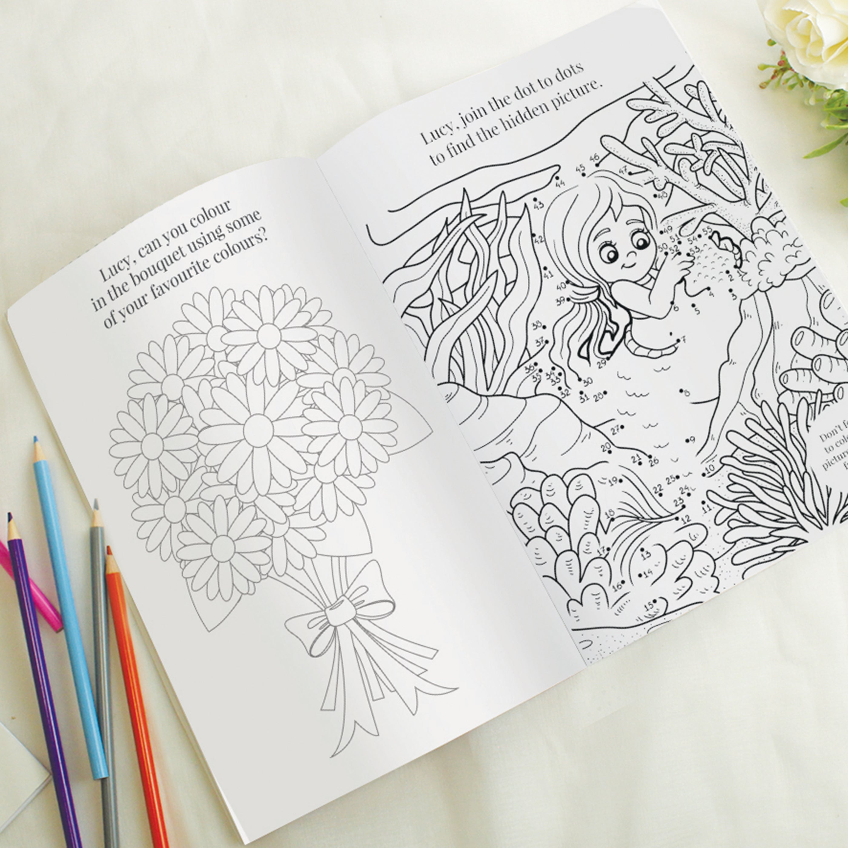 Eleanoras Personalised Pink  Wedding Activity & Colouring Book Activity Books