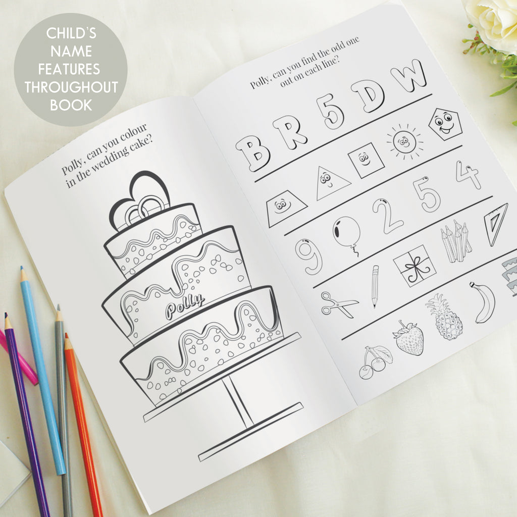 Eleanoras Personalised Pink  Wedding Activity & Colouring Book Activity Books