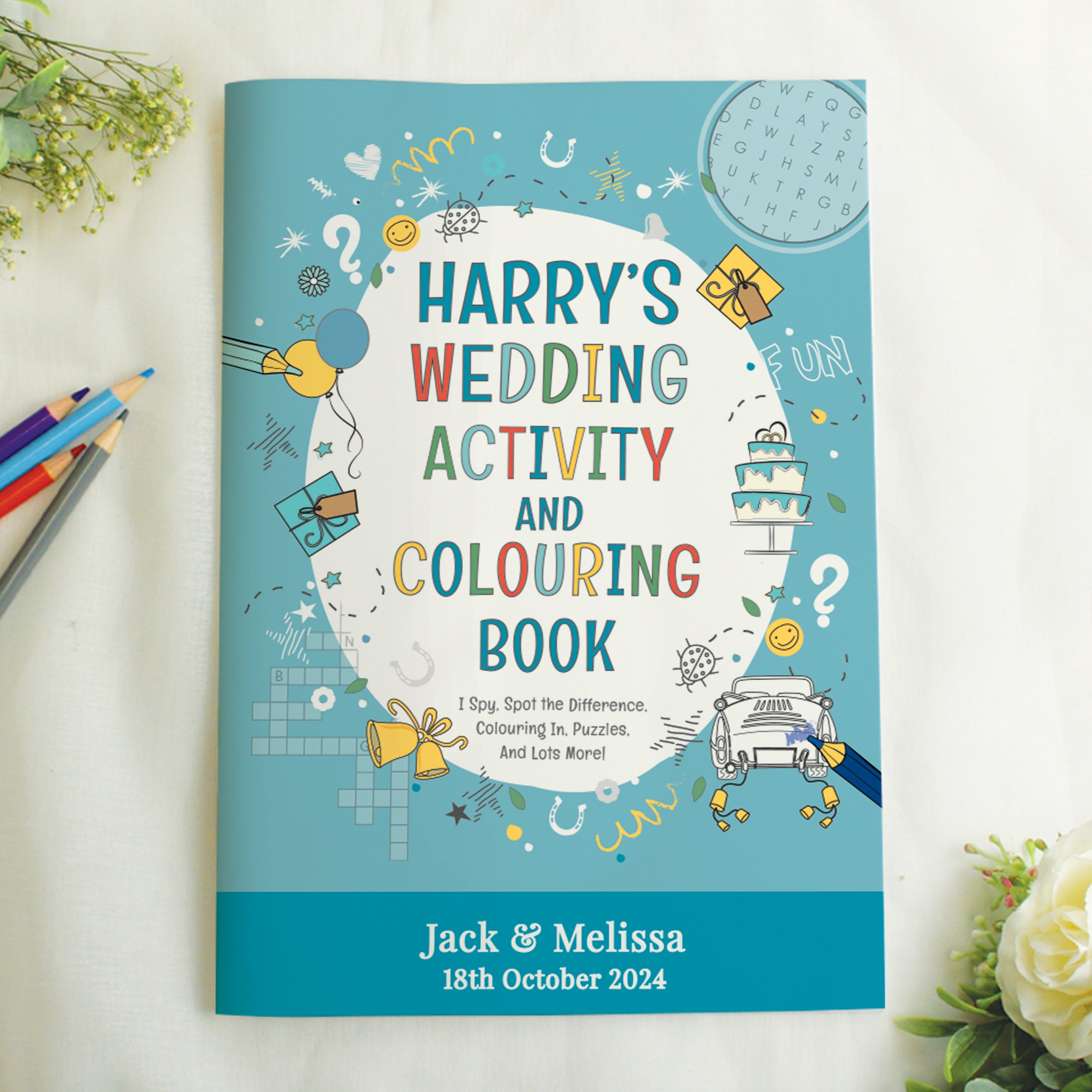 Eleanoras Personalised Blue Wedding Activity & Colouring Book Activity Books
