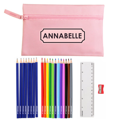 Eleanoras PINK PENCIL CASE PERSONALISED SET STATIONERY SETS