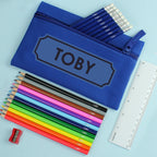 Eleanoras Blue Pencil Case with Personalised Pencils & Crayons Stationery Sets
