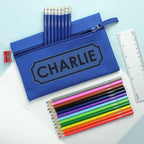 Eleanoras Blue Pencil Case with Personalised Pencils & Crayons Stationery Sets