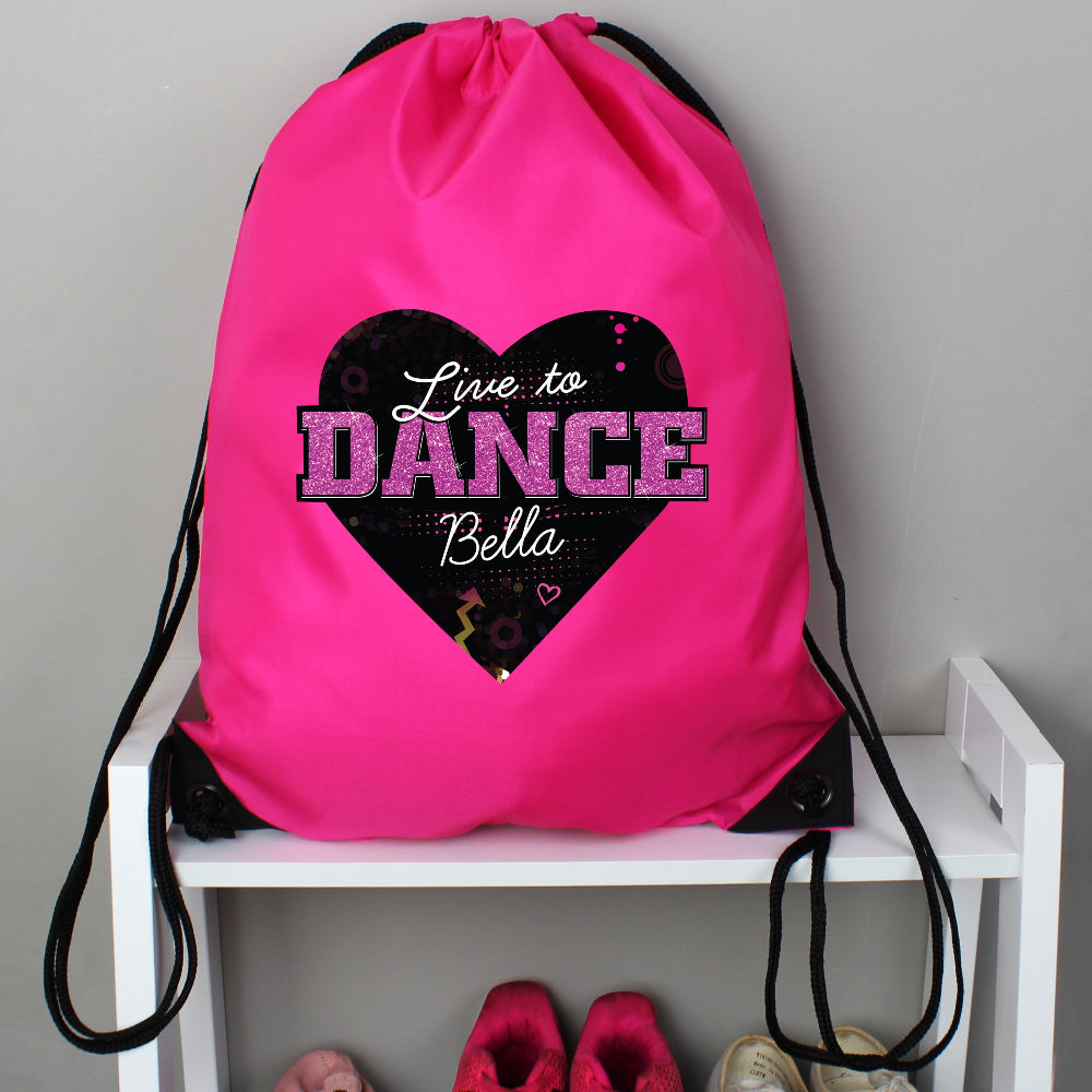 Eleanoras Personalised 'Live to Dance' Pink Kit Bag Swim / Kit Bags