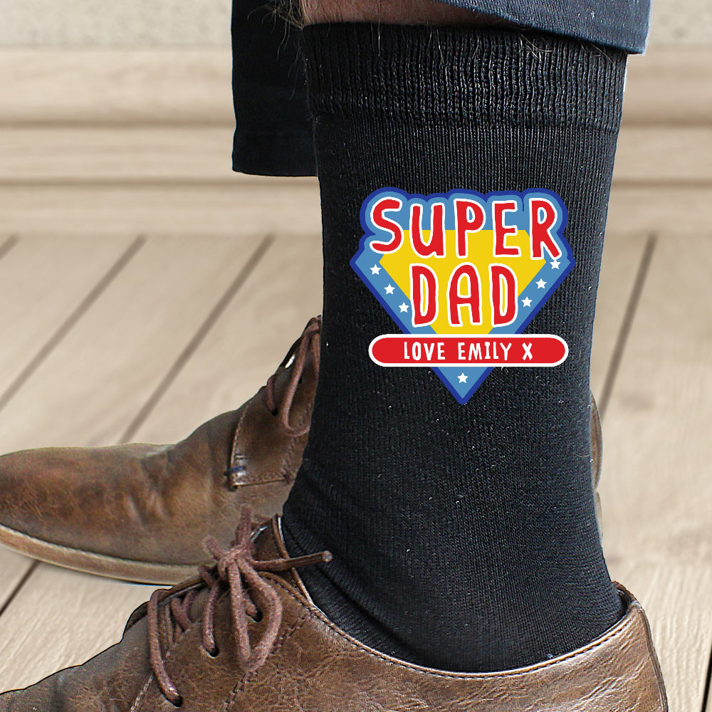 Eleanoras Personalised Super Dad Mens Socks 