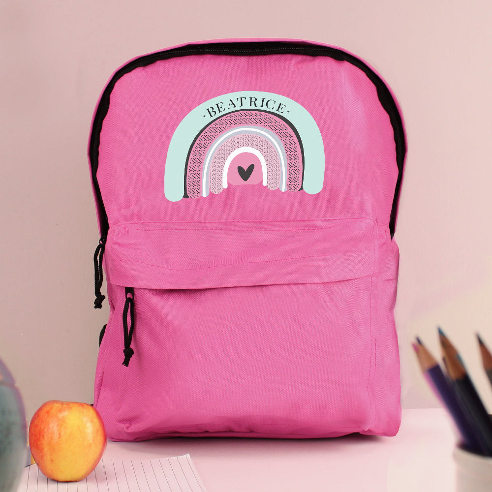 Eleanoras Personalised Pastel Rainbow Pink Backpack Backpacks